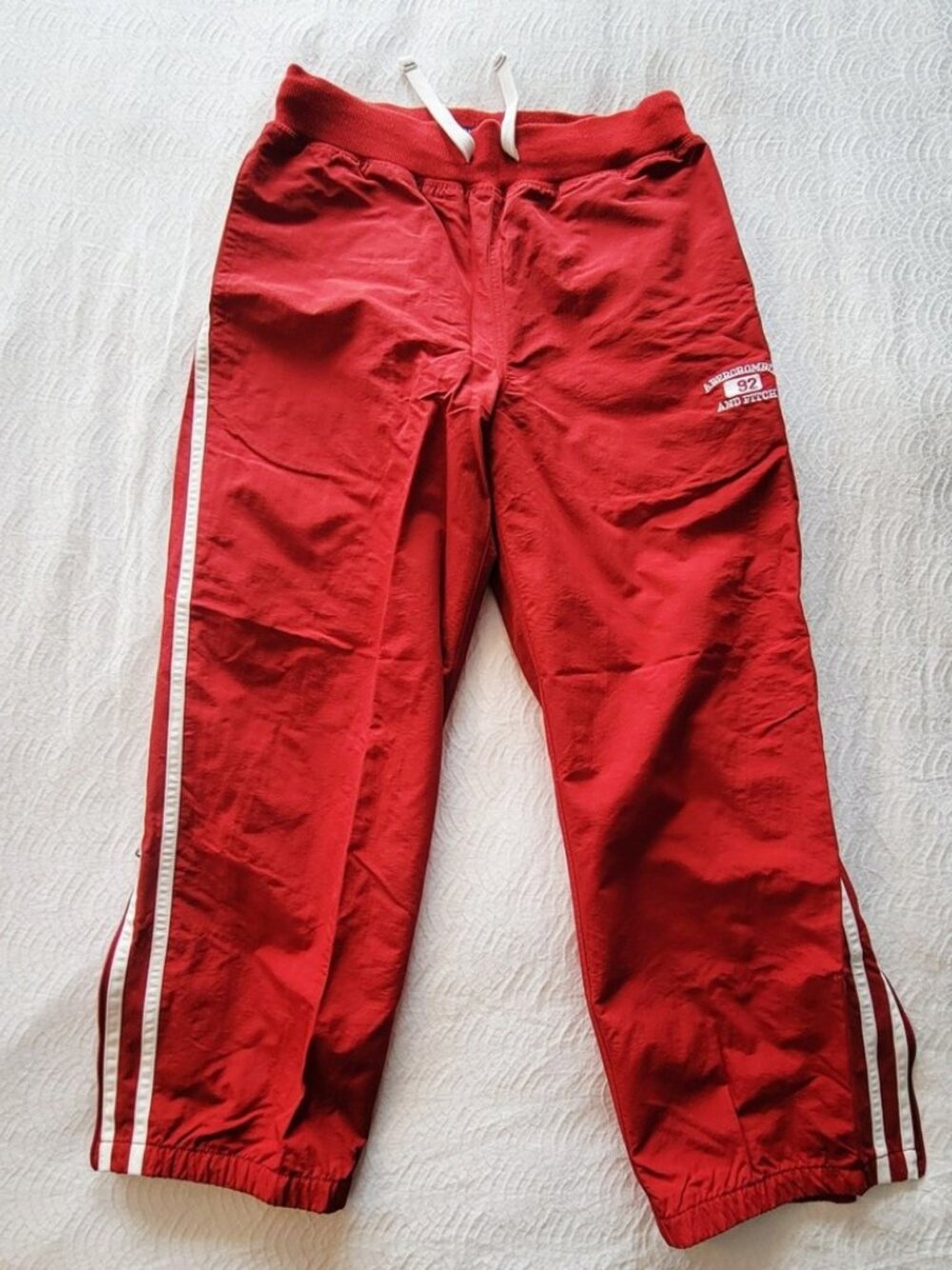 VTG 90's/Y2k Abercrombie & Fitch Red Track Joggers Pants w/ Nylon Zip Ankle